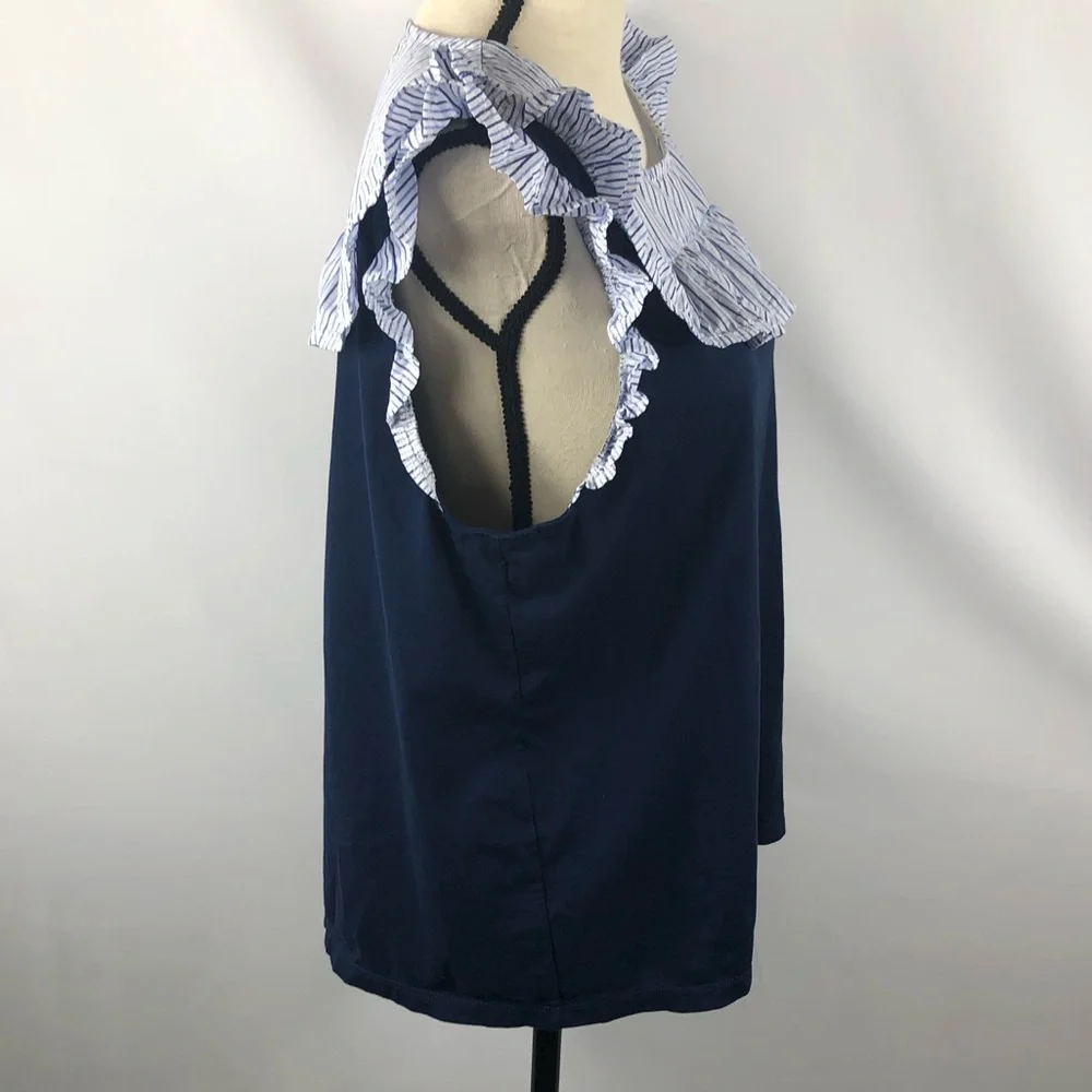 J. Crew Striped Ruffles Top
